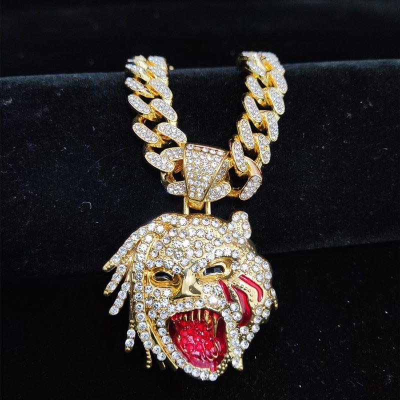 VVS Jewelry hip hop jewelry VVS Jewelry Grizzley Half Tee Half Beast Iced out Cuban Pendant Chain