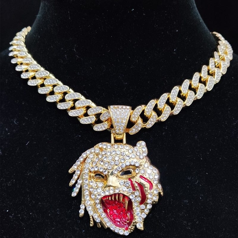 VVS Jewelry hip hop jewelry VVS Jewelry Grizzley Half Tee Half Beast Iced out Cuban Pendant Chain