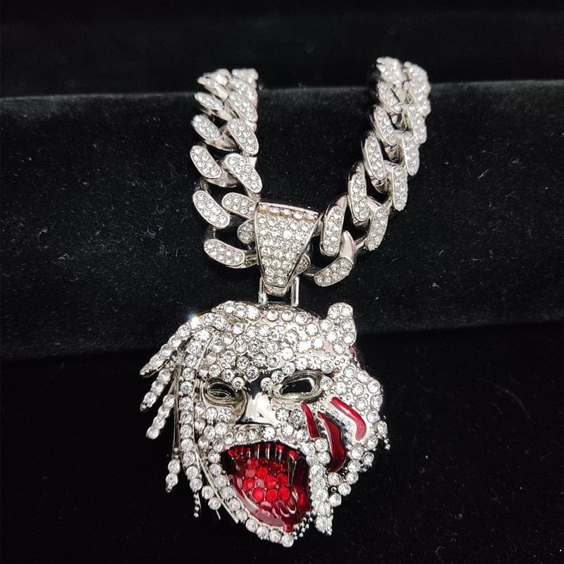 VVS Jewelry hip hop jewelry VVS Jewelry Grizzley Half Tee Half Beast Iced out Cuban Pendant Chain