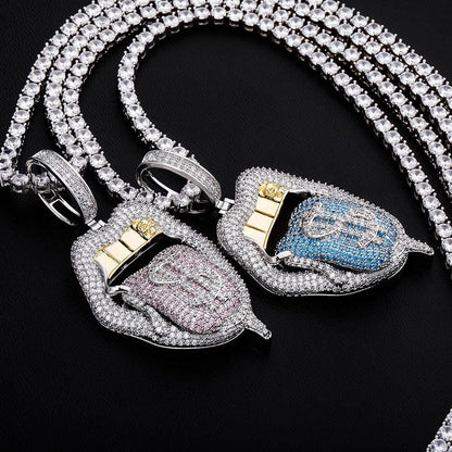 VVS Jewelry hip hop jewelry VVS Jewelry $$$ Micropaved Lip Pendant Necklace