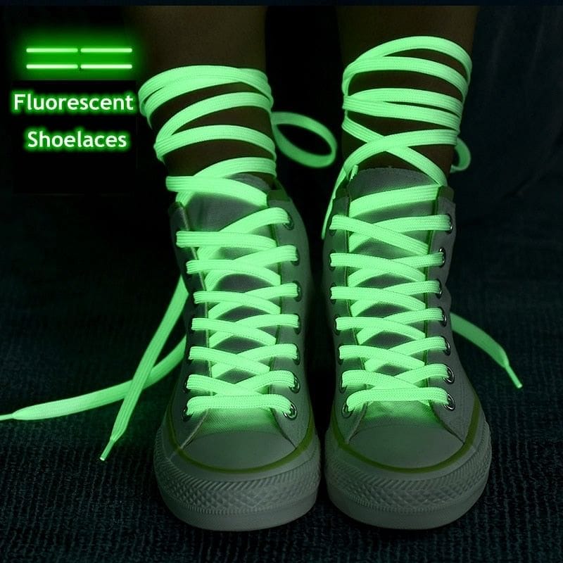 VVS Jewelry hip hop jewelry Yellow / 80cm Luminous Flat Shoelaces